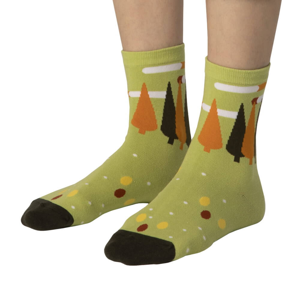 Women Novelty Crew Socks- Natural collection- Forest